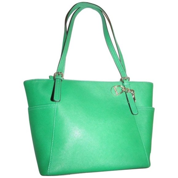 Calvin Klein Kelly Green Saffiano Leather Satchel Tote